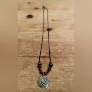 Chico’s Vintage Beaded Silver medallion necklace southwestern/boho/ethnic